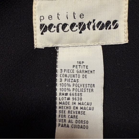 PETITE PERCEPTIONS By Irene B Tan & Black Jacket & Blouse Size 16P Vintage - Picture 6 of 15